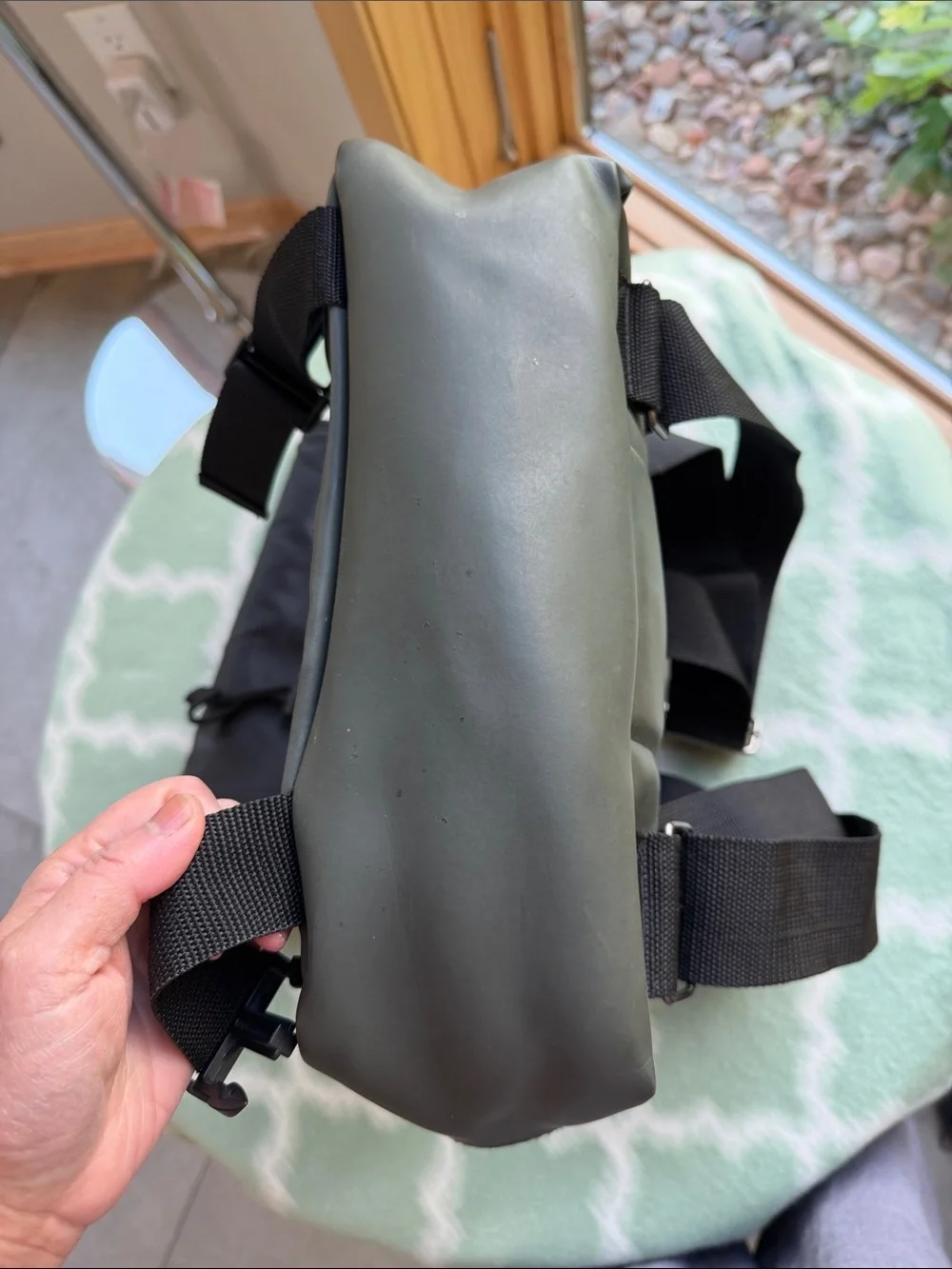 HUGO Boss Dark Olive Green and Black Men's Flap Buckle Backpack